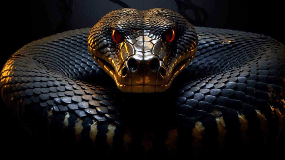 Mystical King Cobra Coiled in Darkness wallpaper