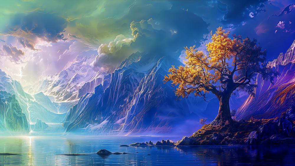 Golden Illumination by the Serene Waters wallpaper