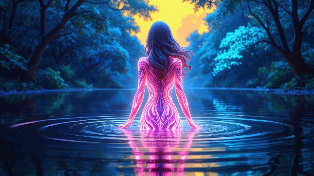 Mystical Dawn: Enchantress of the Lake wallpaper