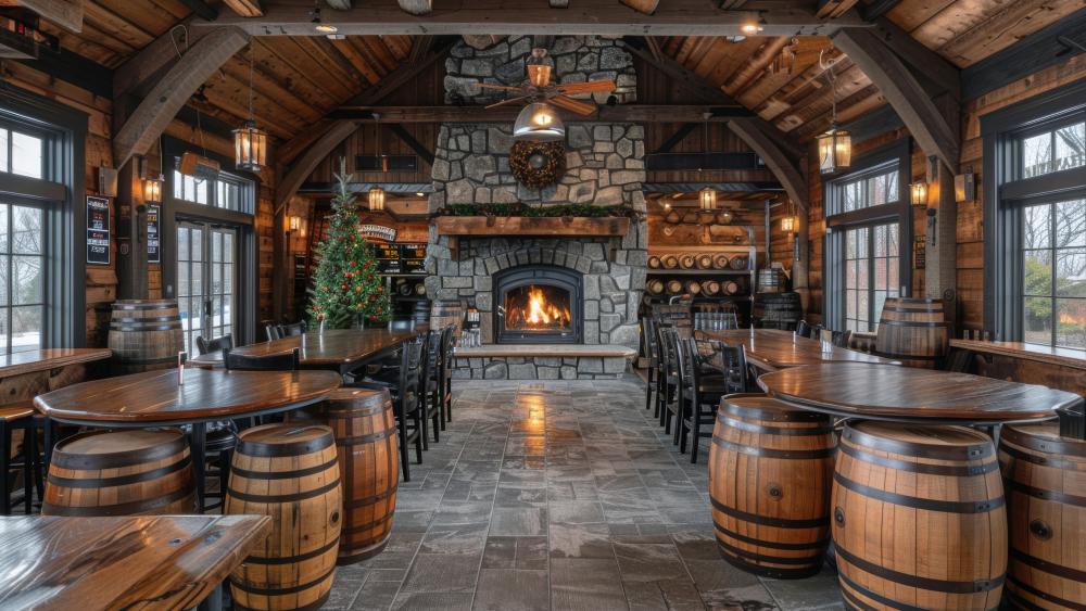 Rustic Winery Dining Experience in AI Art wallpaper