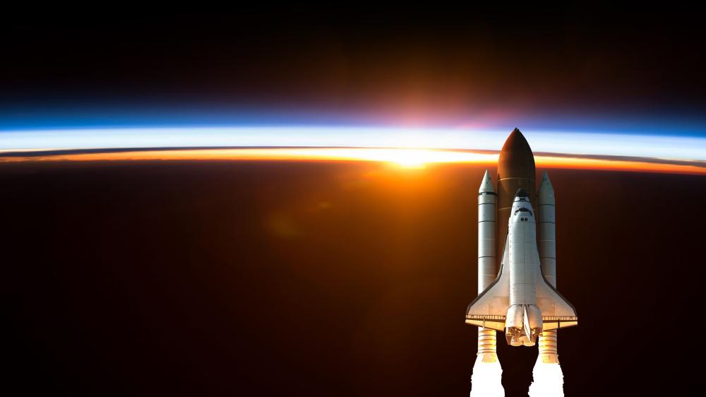 Space Shuttle Sunrise Soar wallpaper