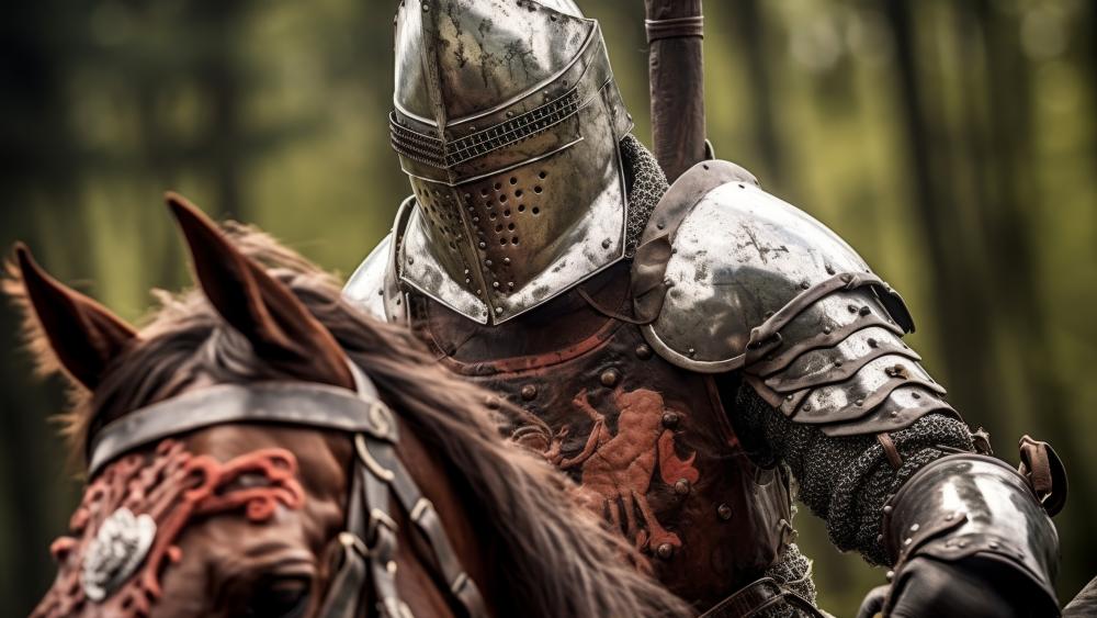 Knight in Shining Armor Rides the Forest Path wallpaper