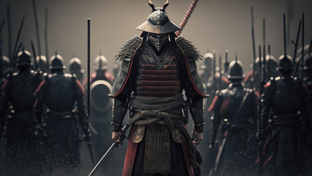 Samurai's Silent Resolve in Battle wallpaper