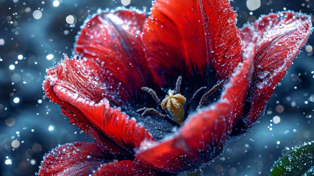 Red Poppy in Digital Bloom wallpaper