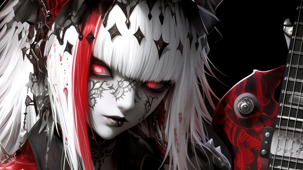 Enigmatic AI Warrior with Red Eyes wallpaper