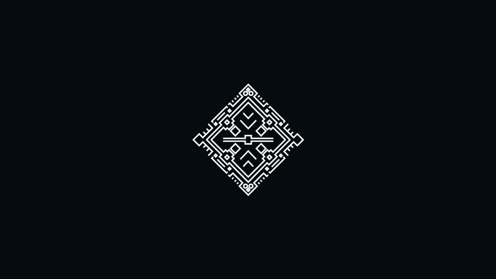 Stylized Geometric Emblem in Monochrome Design wallpaper