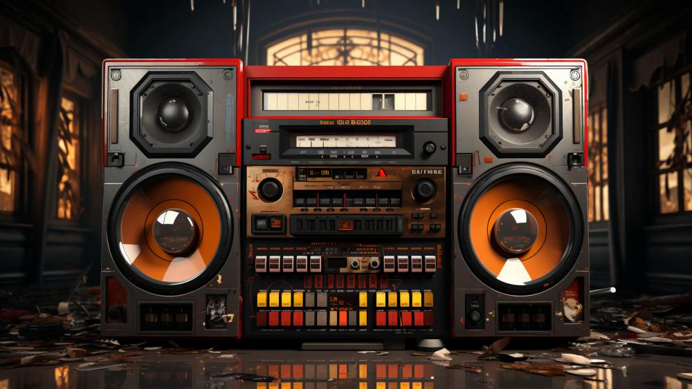 Retro Vibes with 80s Boombox Charm wallpaper