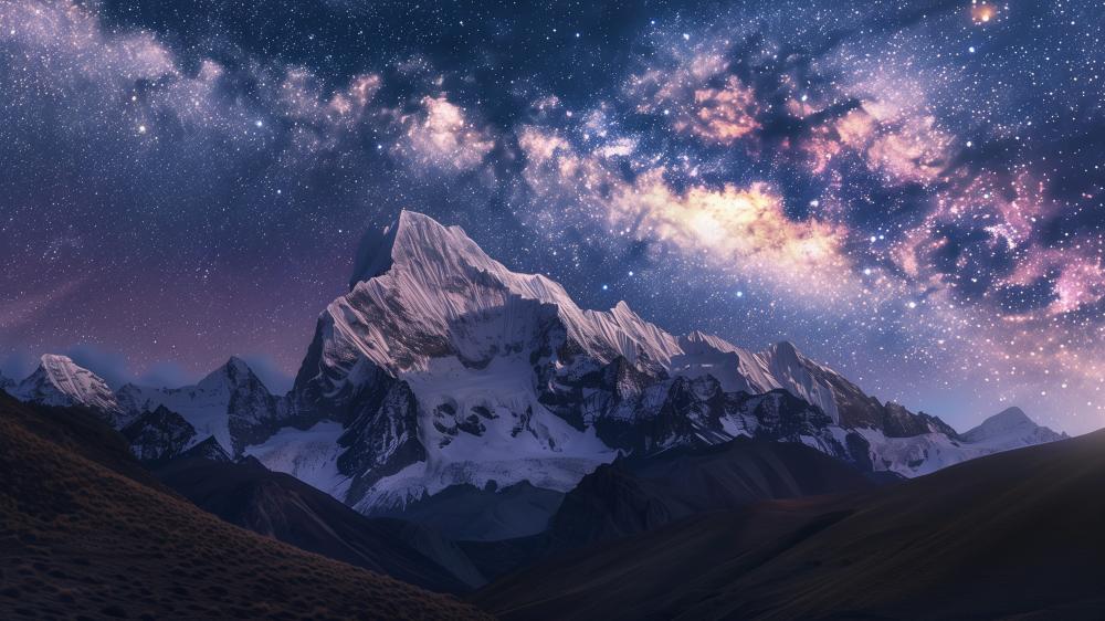 Starry Summit Beneath the Milky Way wallpaper