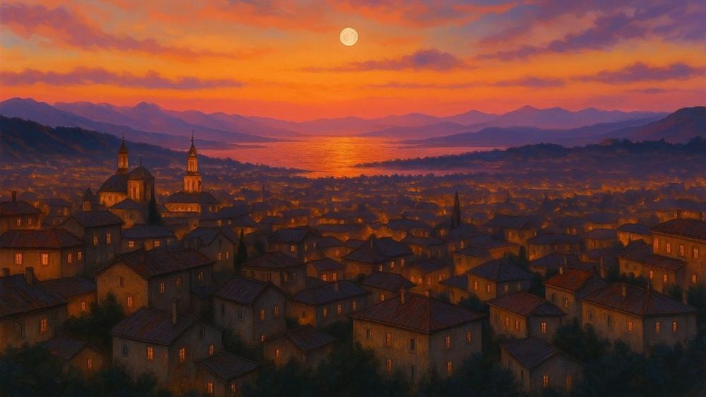 Enchanted Village at Dusk wallpaper