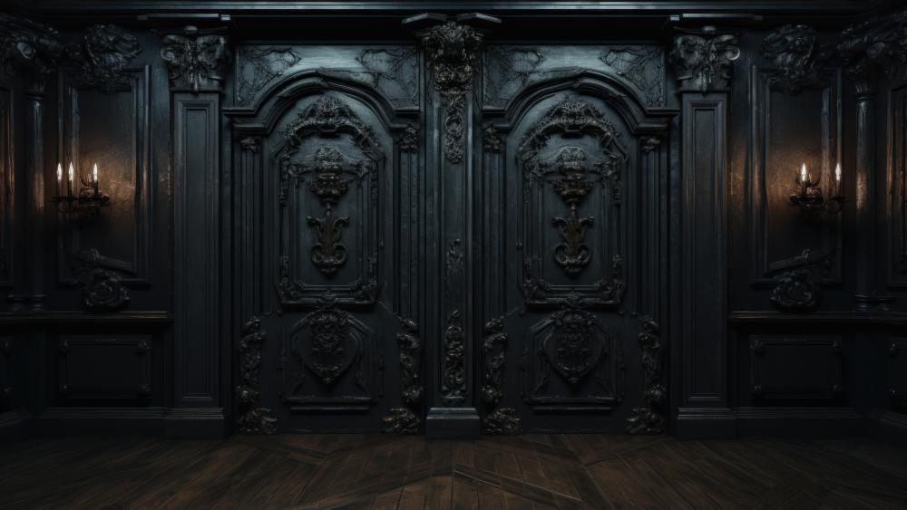Majestic Gothic Doors Mysterious Ambiance wallpaper
