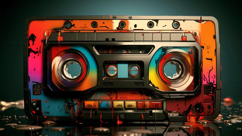 Retro Vibes with Vibrant Cassette Design wallpaper
