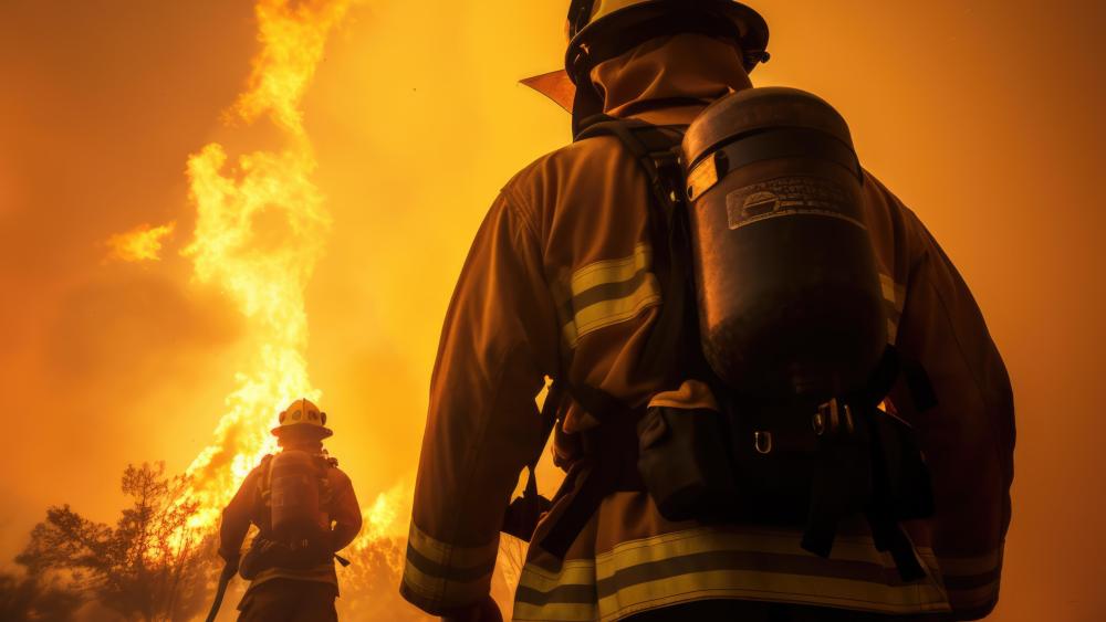 Firefighter Heading into the fire wallpaper