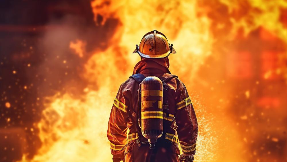 Fire Fighter Facing the fire wallpaper
