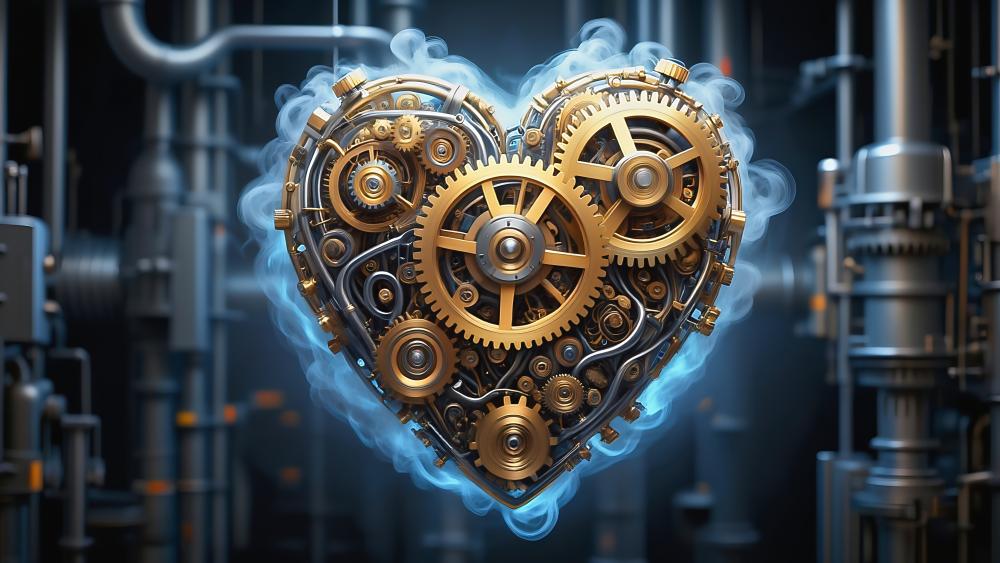 Steampunk Heart of Gears and Love wallpaper