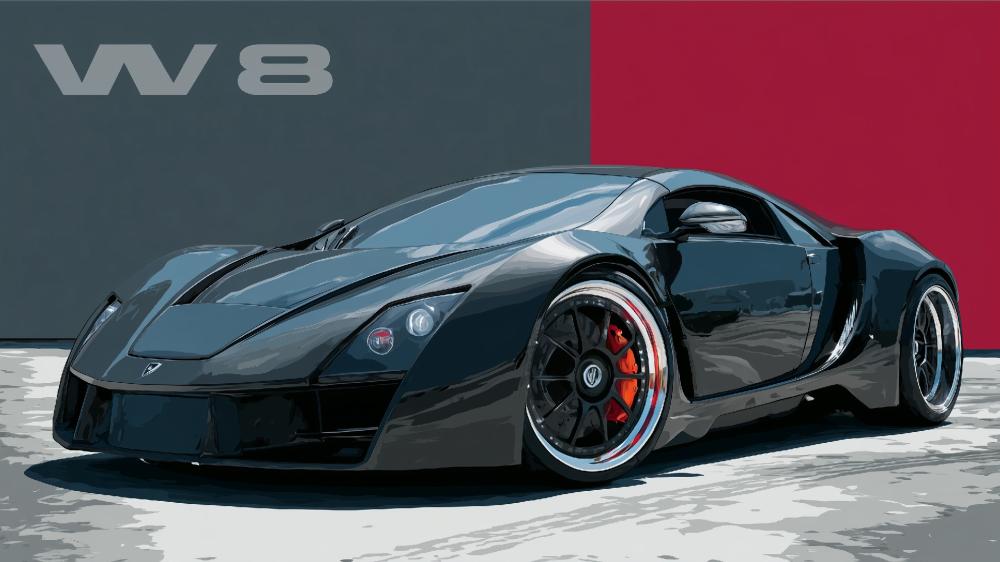 W8 Supersport Concept in Sleek AI Art Style wallpaper