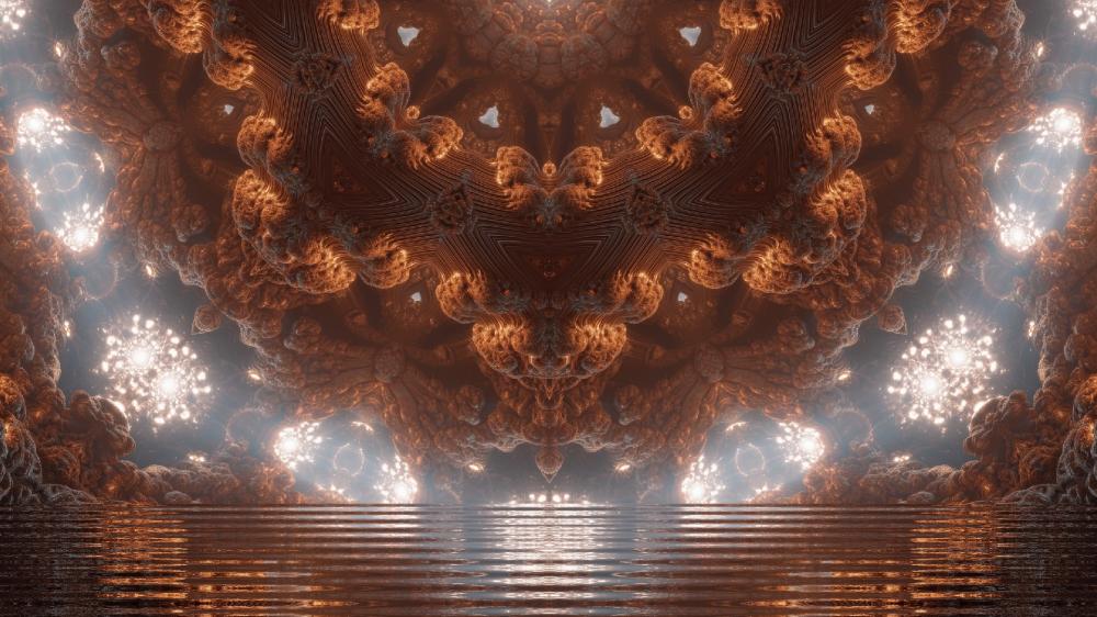 Mesmerizing Fractal Symmetry in Earthy Hues wallpaper