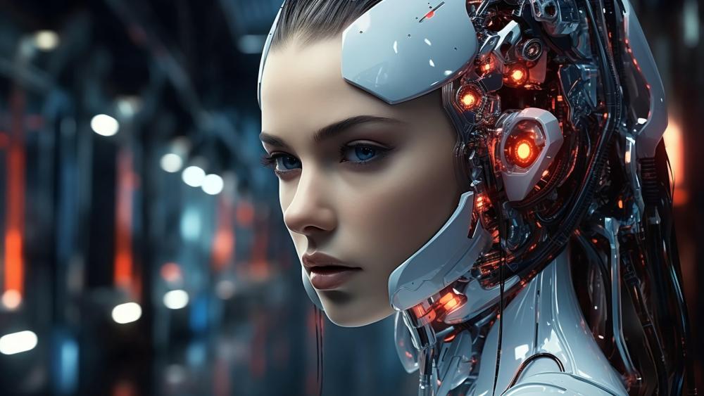 Futuristic Cyborg Girl AI Fantasy Art wallpaper