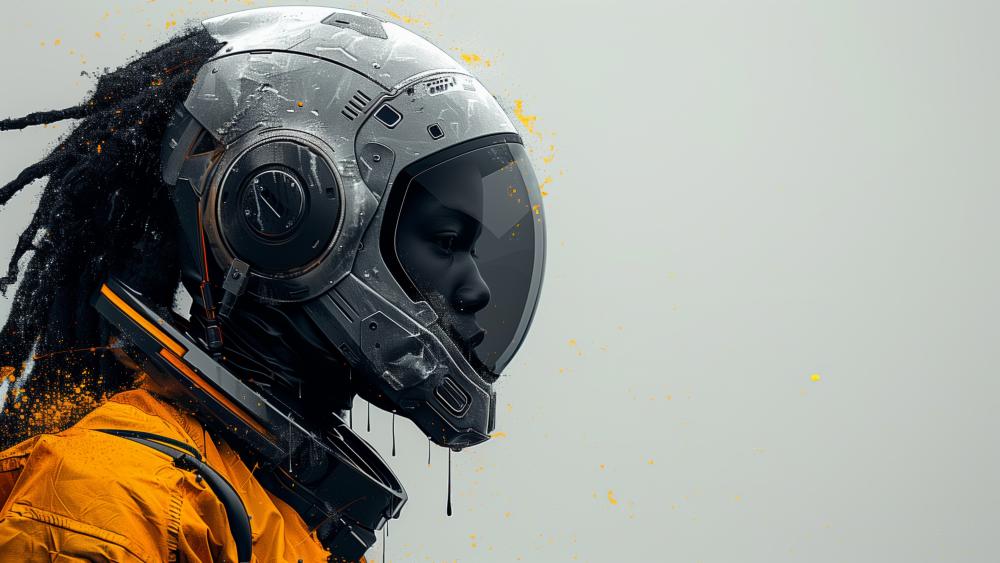 Futuristic Guardian: Cybernetic Warrior in Helmet wallpaper