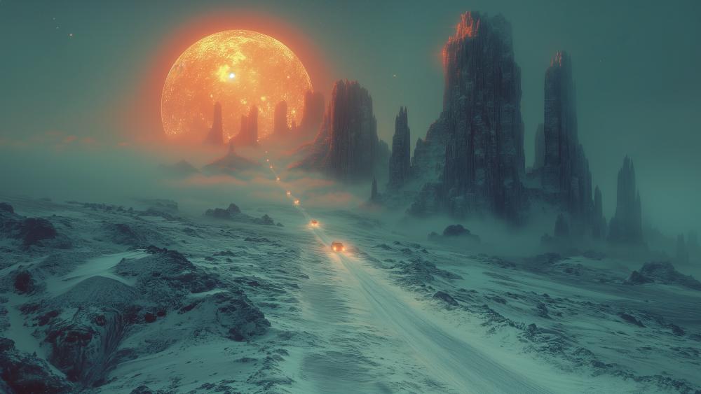 Mystical Journey Under the Lunar Glow wallpaper