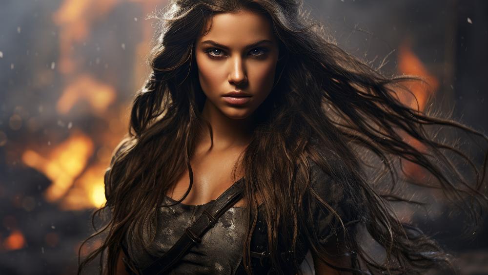 Warrior Spirit in Fiery Resolve wallpaper