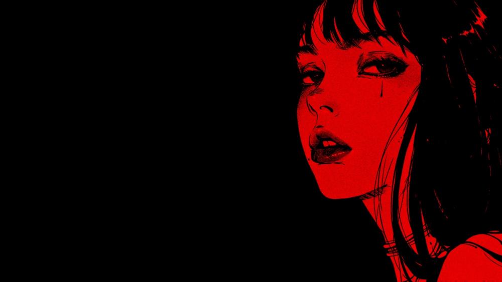 Red Gaze on Black Canvas wallpaper