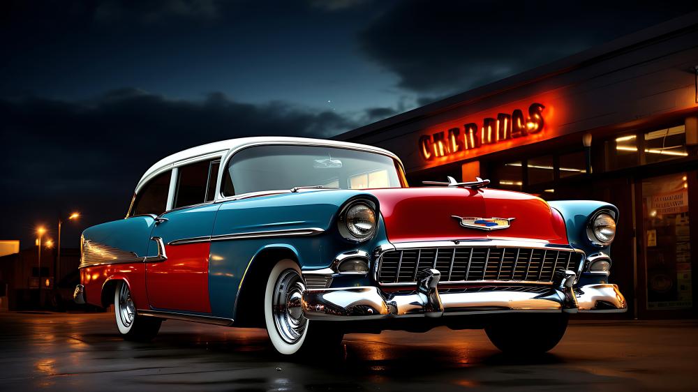 Vintage American Classic by Night wallpaper