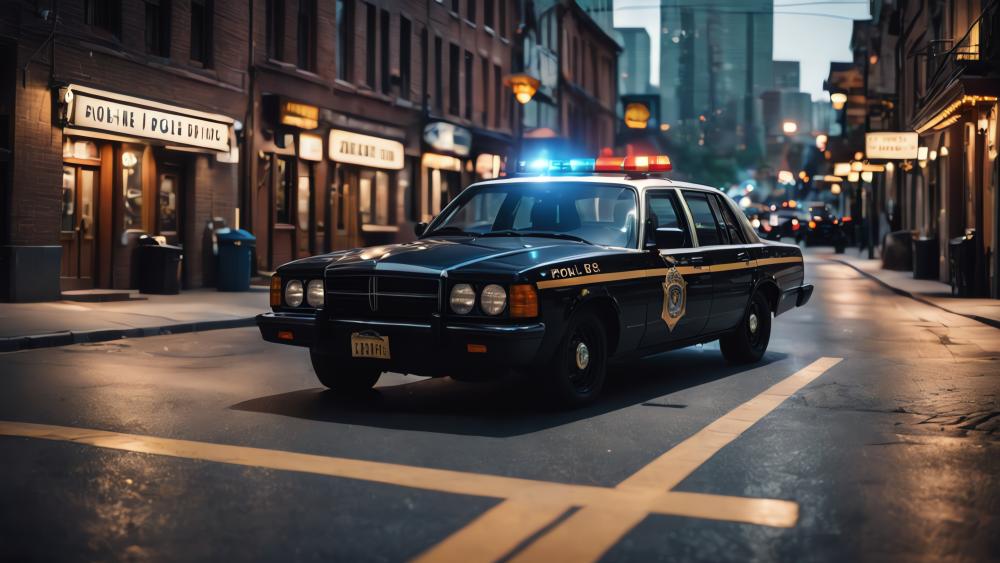 Classic Elegance in Motion: AI Police Car Art wallpaper