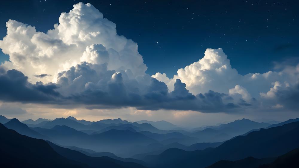 Majestic Night Over Mountain Range wallpaper