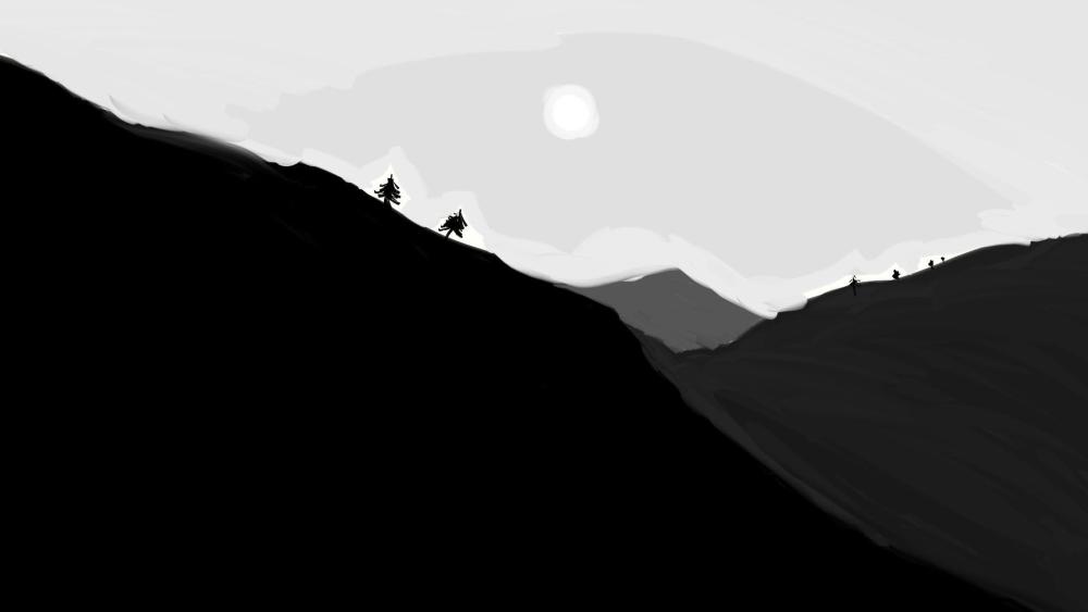 Shadowed Peaks in Monochrome Serenity wallpaper