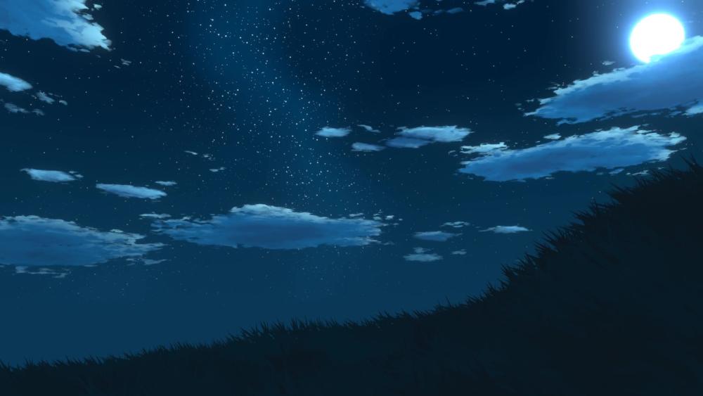 Moonlit Serenity in Anime Nighttime wallpaper