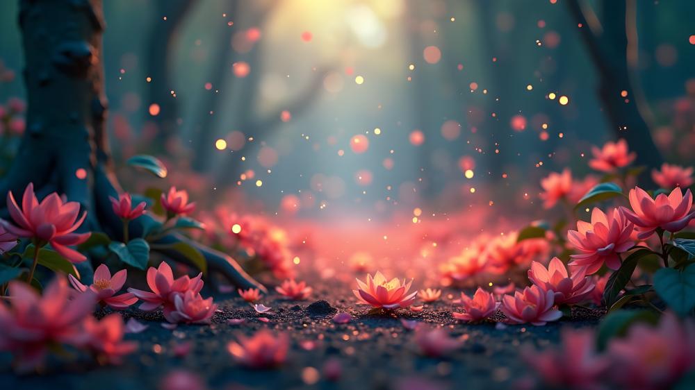 Enchanted Forest Dreamscape in Fairytale Glow wallpaper