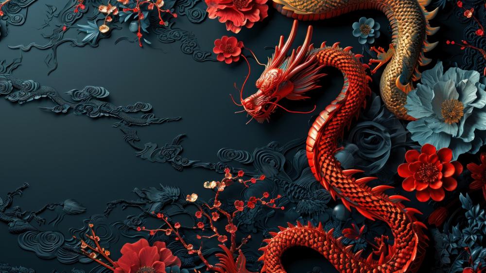 Dragon's Elegance Unleashed in AI Art wallpaper