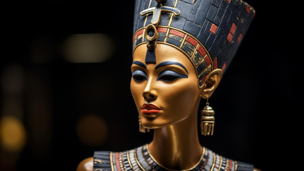 Ancient Elegance Nefertiti Bust in 5K Splendor wallpaper