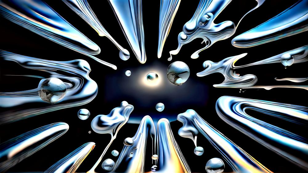 Silver Liquid Explosion in Abstract Fluid Motion wallpaper
