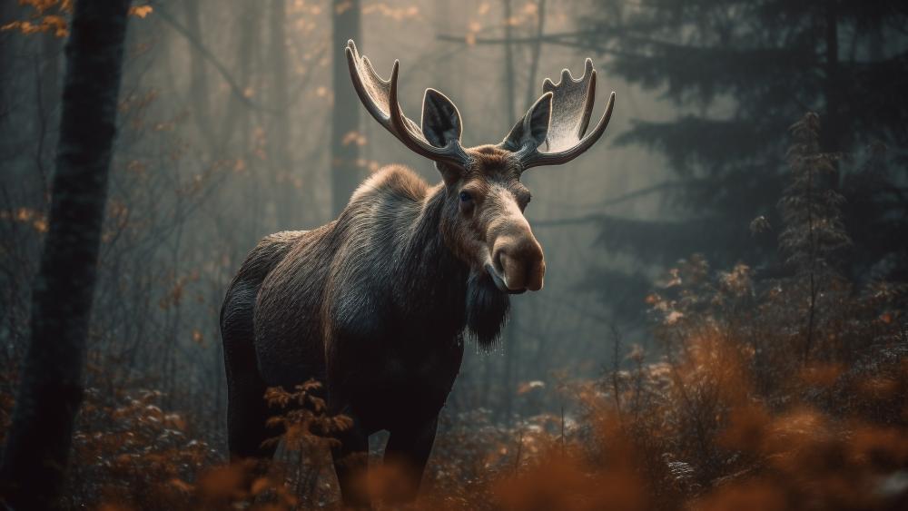 Majestic Moose in Enchanted Forest Wilderness wallpaper