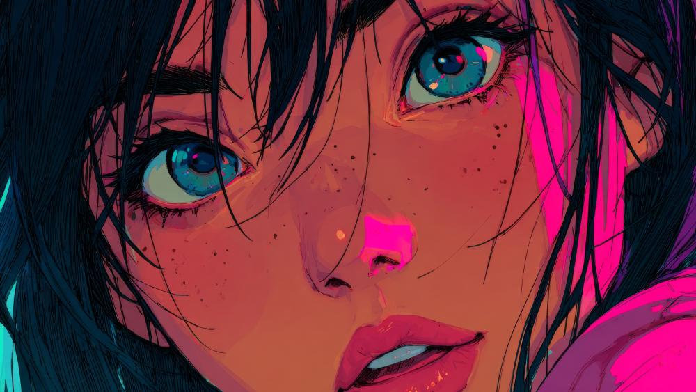 Enigmatic Gaze Unveiled in AI Artistry wallpaper