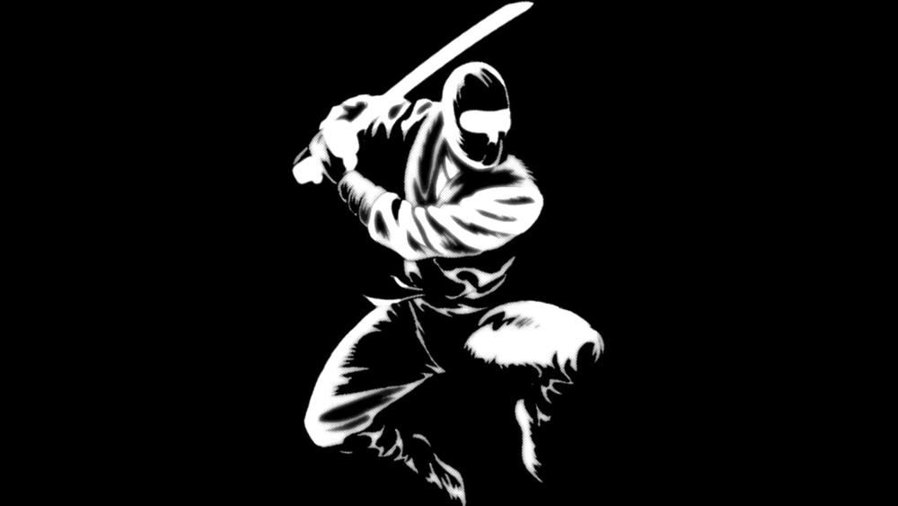 Ninja in Shadows: A Black and White Fantasy Realm wallpaper