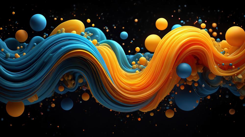 Cosmic Waves Flow in Futuristic 3D Art wallpaper
