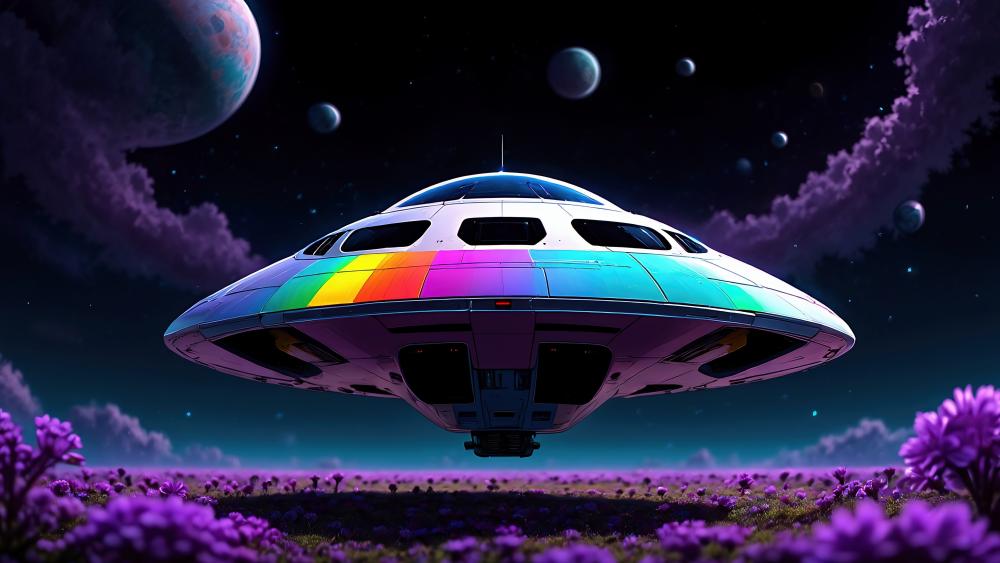 Flying Saucer in Alien Skies wallpaper