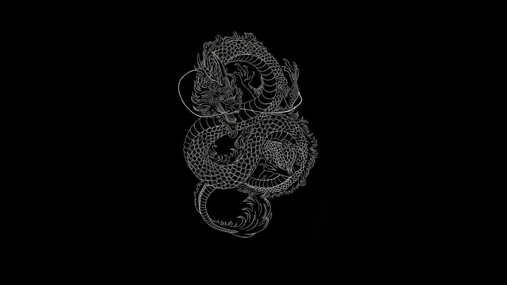 Dragon Elegance in Monochrome Fantasy wallpaper