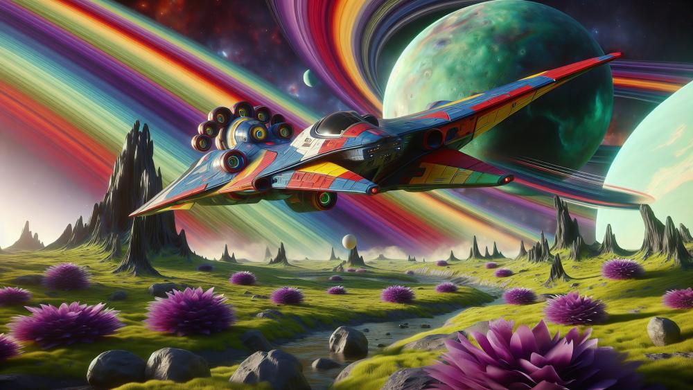 Spectrum Odyssey Across Alien Skies wallpaper