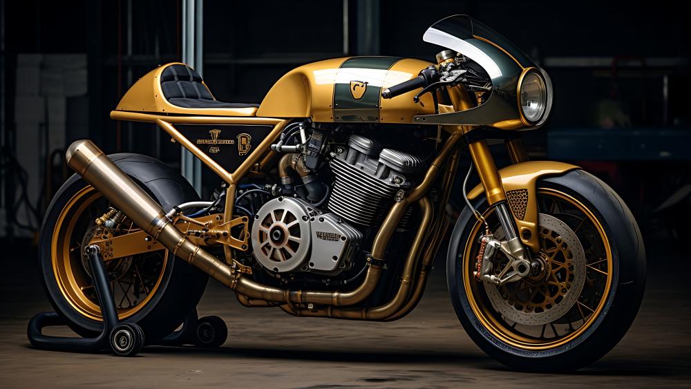 Golden Futuristic Motorcycle Dream wallpaper