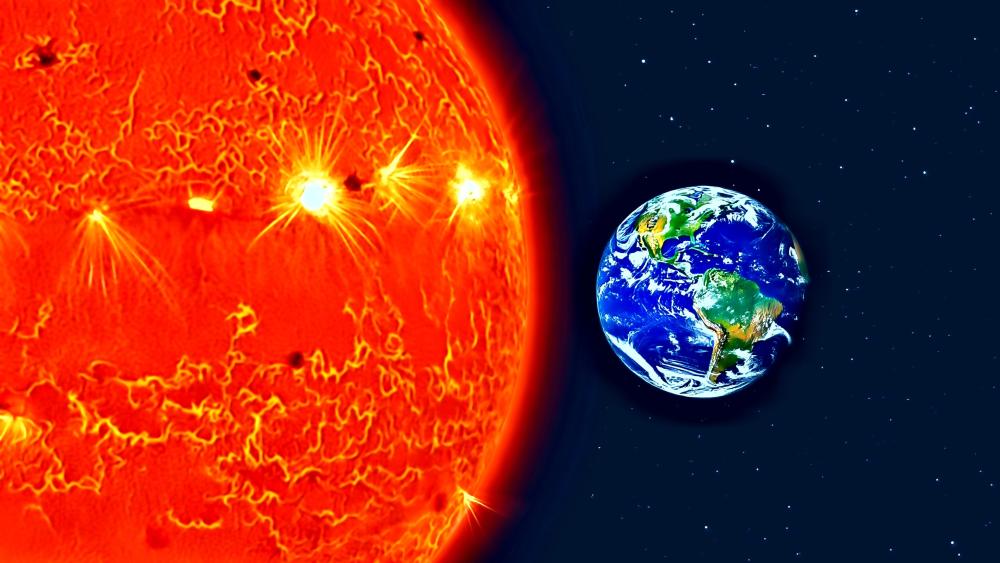 Earth and Sun in Cosmic Dance wallpaper