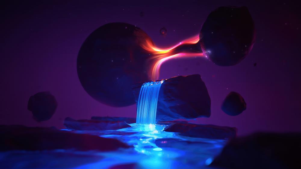 Cosmic Cascade Surrealism: A 5K Odyssey wallpaper