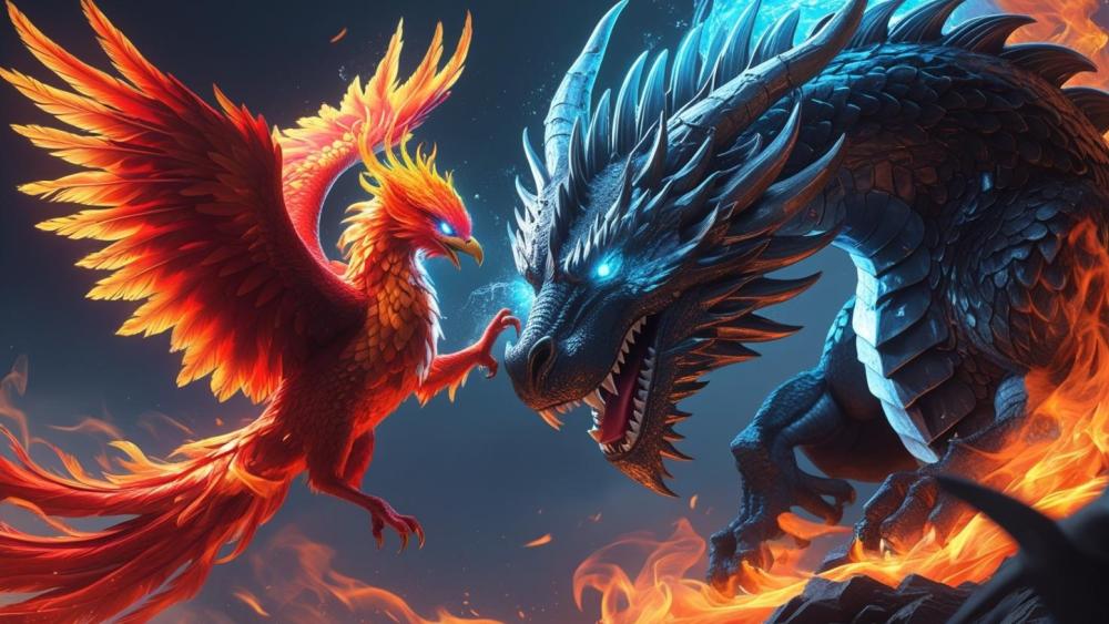 Phoenix vs Ice dragon  wallpaper