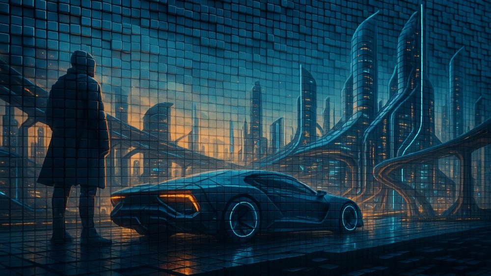 Futuristic Dreamscape in a Neon Cityscape wallpaper