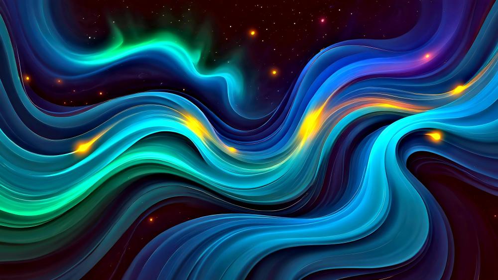 Cosmic Waves of Colorful Dreams wallpaper