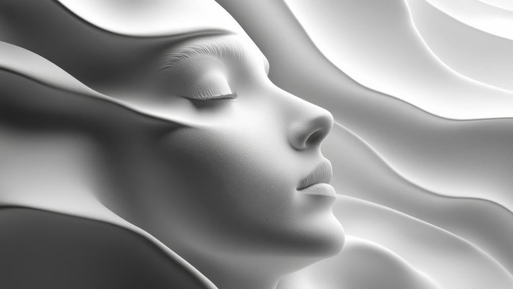 Serene Monochrome Beauty: A 5K AI Abstract Creation wallpaper