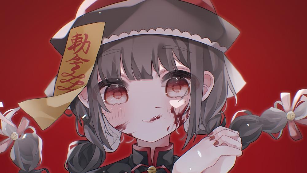 Anime Portrait of a Mysterious Girl in Red wallpaper