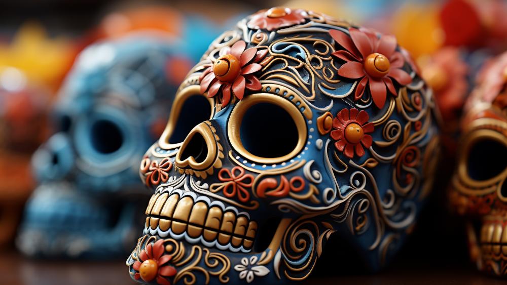 Sugar Skulls in Vibrant Celebration Style wallpaper